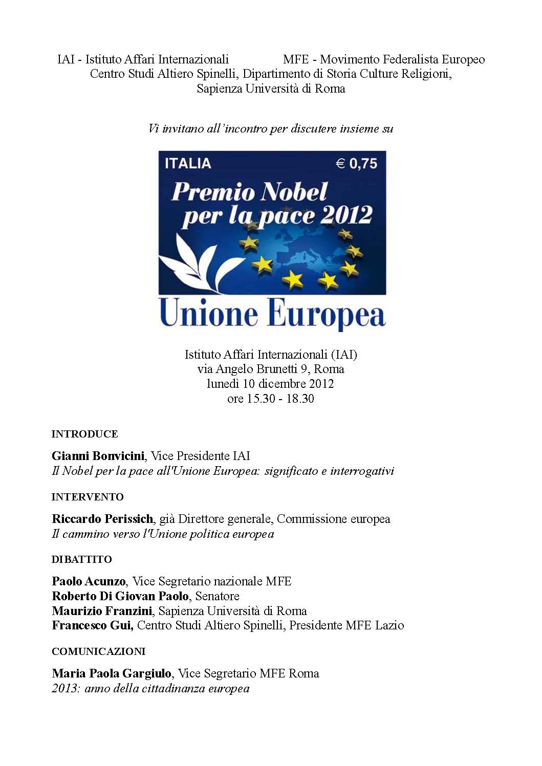 Nobel pace 10 dic